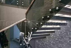 Стеклянные перила для лестниц в Омске. Готовые проекты ПерилаГлавСнаб - фото 15