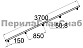 Готовый пристенный поручень с 5 держателями, длина 3700 мм (AISI 304) k730-37